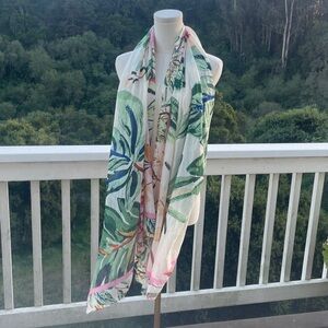 H&M Floral Watercolor Scarf Wrap in Pink and Green 180x120 cm